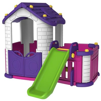 MYTS Indoor 3 in 1  playhouse with slide +play area for kids purple 